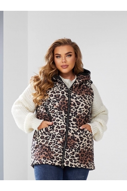 Жіноча жилетка з капюшоном колір леопардовий принт