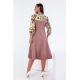 Жіноча сукня зі вставками із принтованого шифону бежева