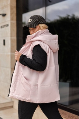 Жіноча жилетка з капюшоном колір рожевий