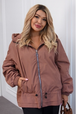 Жіноча легка вітровка з капюшоном кольору капучино