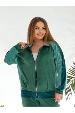 Жіночий велюровий спортивний костюм зеленого кольору