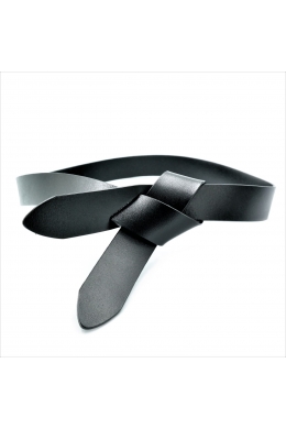 Шкіряний жіночий ремінь завязка чорний