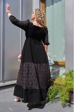 Жіноче комбіноване плаття максі колір чорний