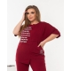 Жіночий костюм із двонитки футболка та бриджі бордового кольору