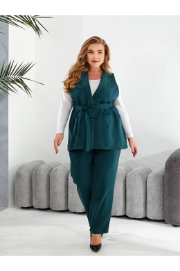 Жіночий костюм двійка жилет і штани колір смарагд