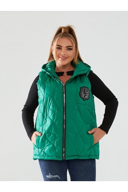 Жіноча жилетка з капюшоном колір зелений