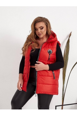 Жіночий стьобаний жилет прямого крою з кишенями на змійці червоного кольору