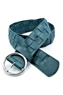 Шкіряний жіночий ремінь Синій (темно-бірюзовий)