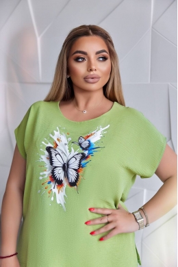 Жіночий костюм двійка з блузкою колір оливка