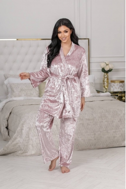 Жіноча піжама-трійка колір пудра