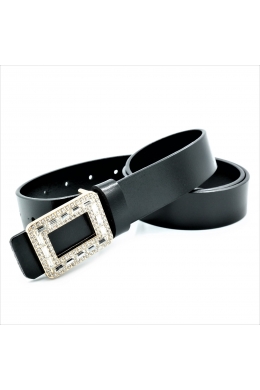 Шкіряний жіночий ремінь чорний