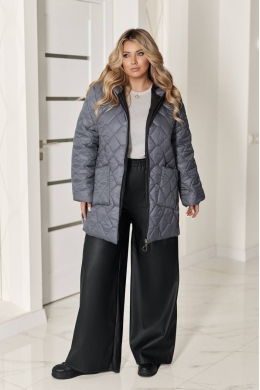 Жіноча зимова куртка з капюшоном графітового кольору