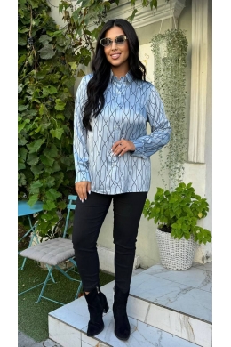 Жіночий костюм двійка блуза та брюки колір блакитний