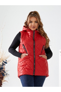 Жіноча жилетка з капюшоном колір червоний