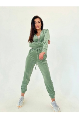 Жіночий костюм з велюру колір фісташка