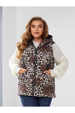 Жіноча жилетка з капюшоном колір леопардовий принт