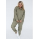 Жіночий джинсовий костюм двійка колір оливка