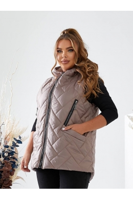 Жіноча жилетка з капюшоном колір мокко