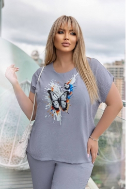 Жіночий костюм двійка з блузкою колір сірий