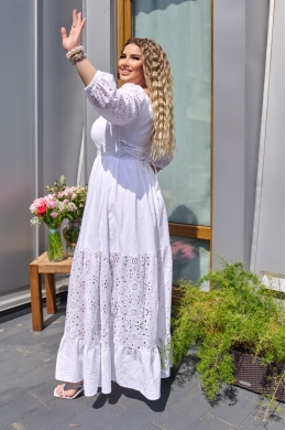 Жіноче комбіноване плаття максі колір білий