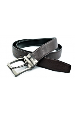 Ремінь чоловічий двосторонній Чорний коричневий