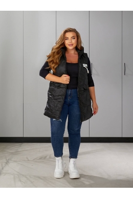 Жіноча жилетка з капюшоном колір чорний