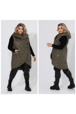 Жіночий жилет прямого крою з кишенями колір хакі