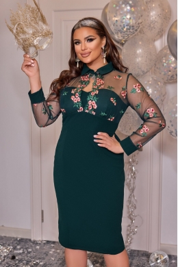 Жіноча сукня приталеного крою колір темно-зелений