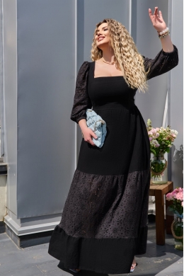 Жіноче комбіноване плаття максі колір чорний