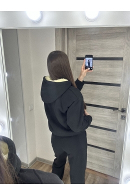 Жіночий теплий костюм двійка колір чорний