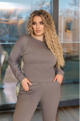 Трикотажний жіночий костюм двійка колір сірий