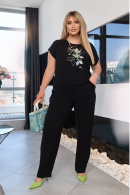 Жіночий костюм двійка з блузкою колір чорний