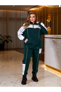 Жіночий теплий спортивний костюм двійка колір пляшка-білий