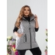 Жіночий стьобаний жилет з накладними кишенями сірого кольору