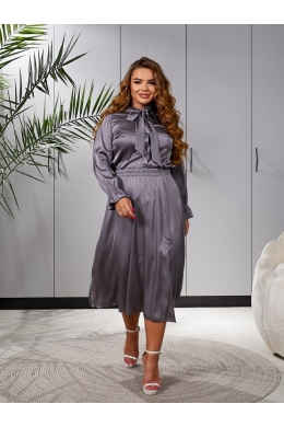 Костюм жіночий блуза та спідниця колір сірий