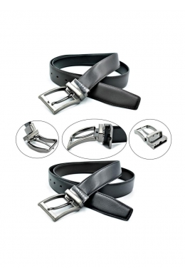 Ремінь чоловічий двосторонній Чорний коричневий