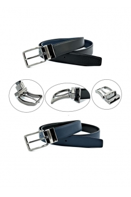 Ремінь чоловічий двосторонній синій Чорний