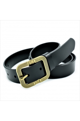 Шкіряний жіночий ремінь чорний