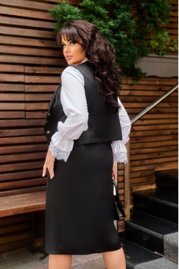 Жіночий костюм двійка жилет та спідниця колір чорний