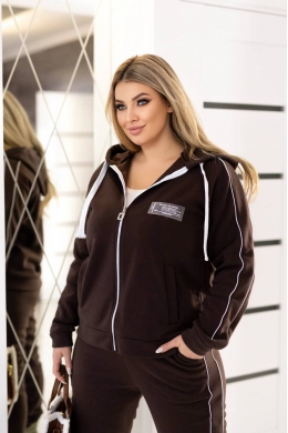 Жіночий стильний костюм двійка кольору шоколад