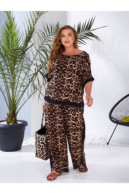 Жіночий костюм двійка з штапелю колір леопардовий