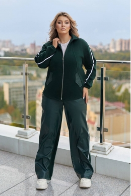 Жіночий теплий костюм на флісі смарагдового кольору