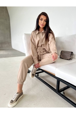 Жіночий лляний костюм двійка колір беж