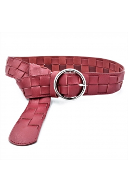 Шкіряний жіночий ремінь Червоний