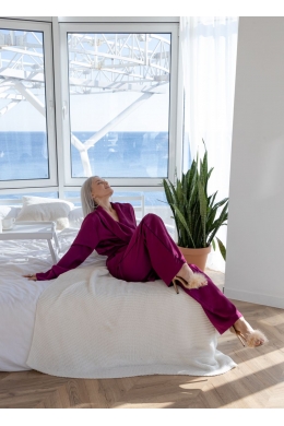 Костюм в піжамному стилі Estelle марсаловий