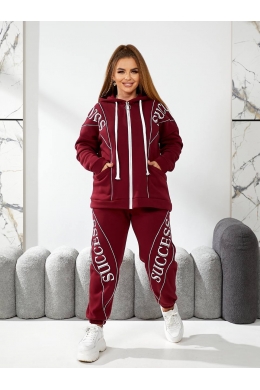 Жіночий теплий спортивний костюм колір бордовий