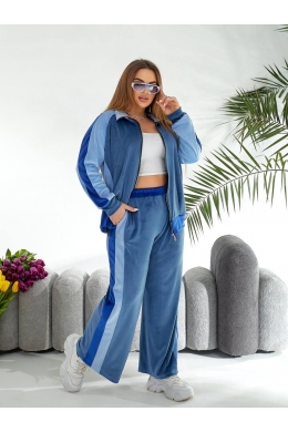 Жіночий велюровий спортивний костюм синього кольору