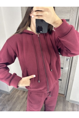 Жіночий теплий костюм двійка колір бордо
