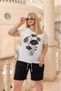 Жіночий костюм двійка з шортами колір чорний