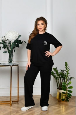 Жіночий прогулянковий костюм-двійка колір чорний